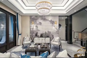 【重庆西港装饰】融创凡尔赛 210平  中式 客厅装修效果图