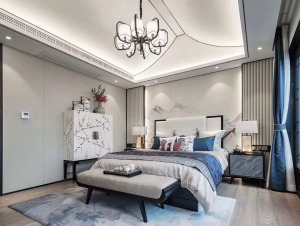 【重庆西港装饰】融创凡尔赛 210平  中式 卧室装修效果图