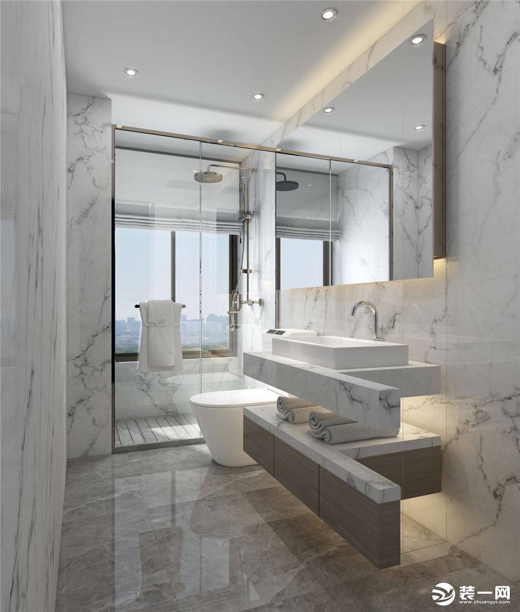 雅居乐一尺山居110㎡三居室现代轻奢风格浴室装修案例