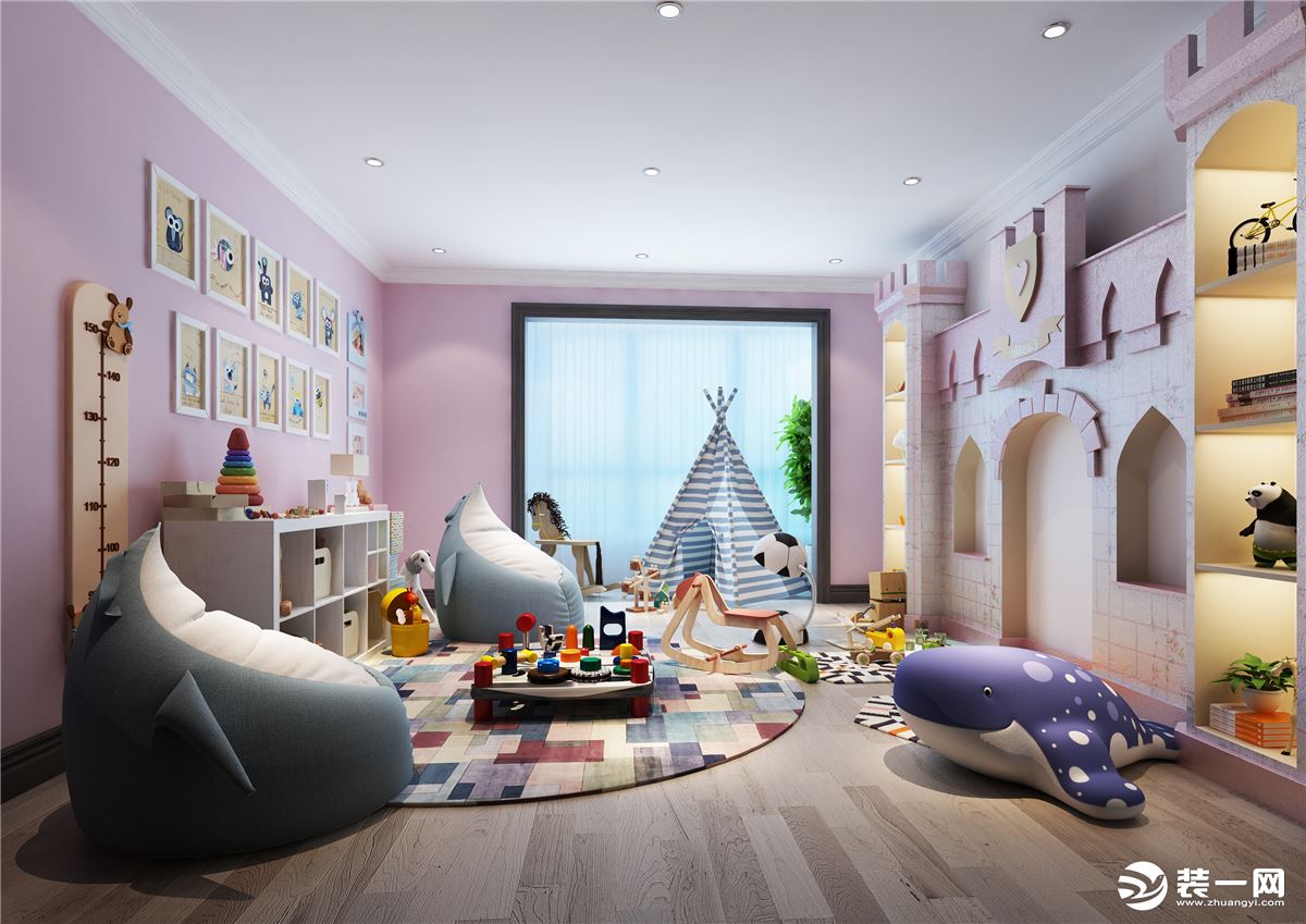 富力爱丁堡国际公寓189平三居室现代美式儿童房软装设计案例