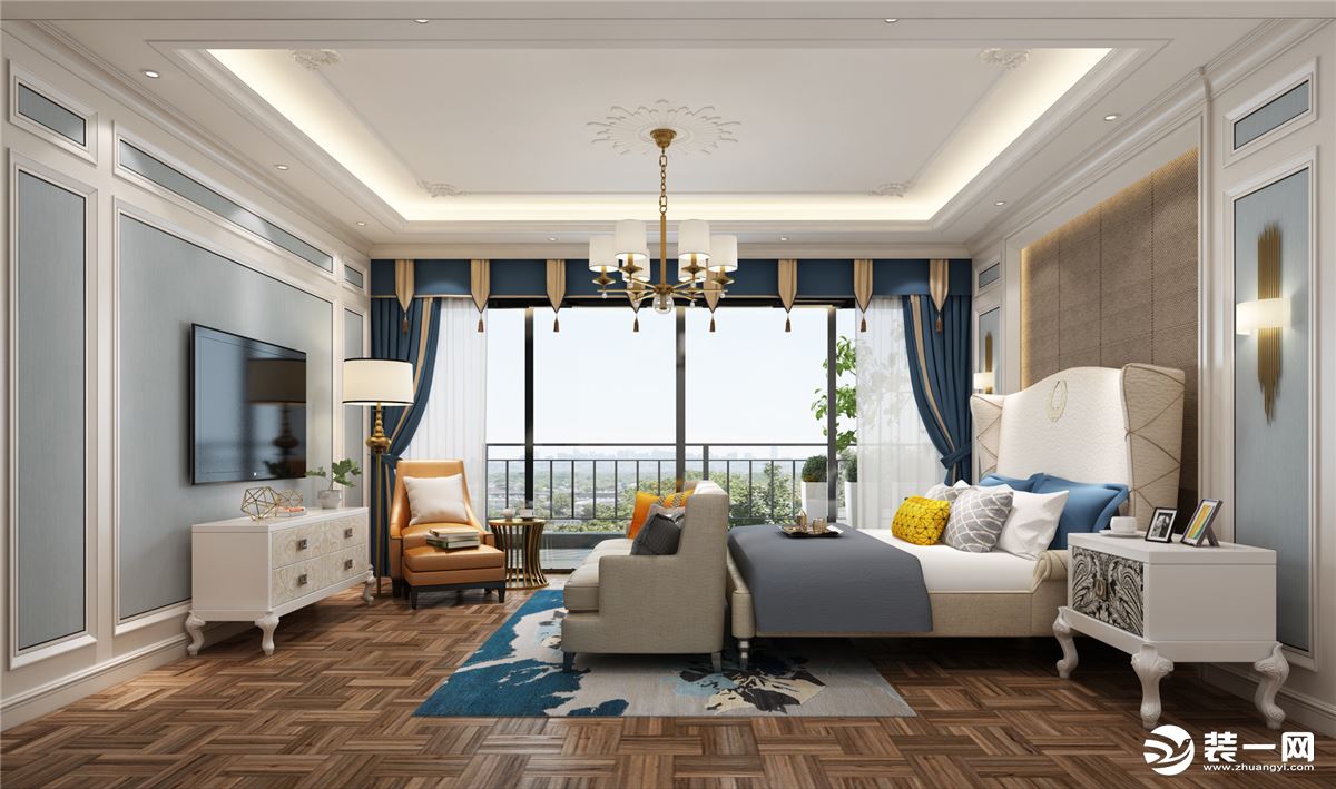滨海御庭320㎡四居室欧式新古典风格卧室装修效果图