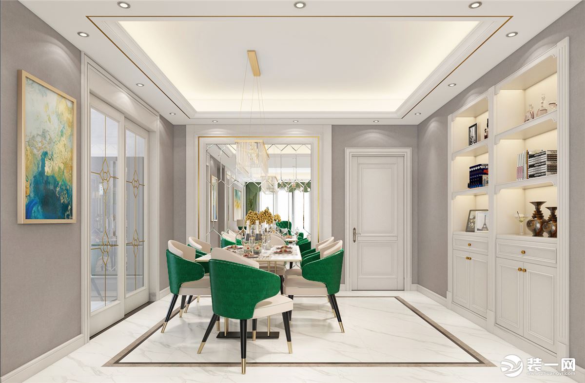 顺德雅居乐120平方米美式轻奢三居室餐厅装修设计案例