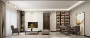 雅居樂一尺山居110㎡三居室現代輕奢風格客廳裝修案例