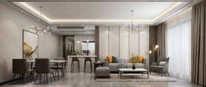 雅居樂一尺山居110㎡三居室現代輕奢風格客廳裝修案例