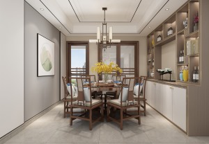 保利东滨147㎡四居室新中式风格餐厅装修效果图