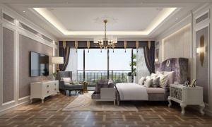 滨海御庭320㎡四居室欧式新古典风格卧室装修效果图