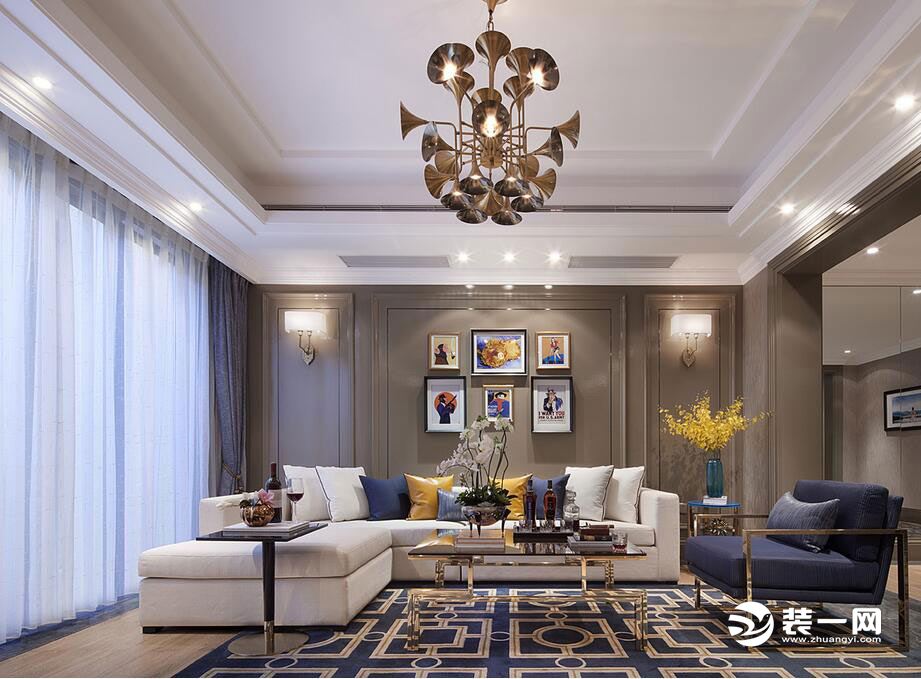 华馨公寓198㎡四居室新古典风格效果图客厅1