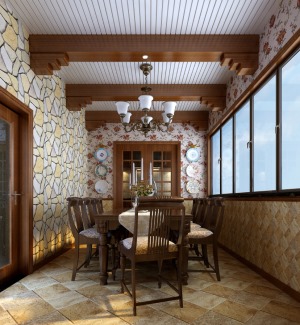 内蒙古总部苑景别墅463㎡欧式风格装修效果图三楼餐厅
