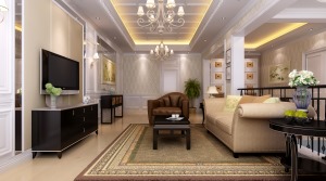 保利垄上别墅219㎡平层欧式新古典装修效果图家庭室
