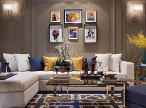 华馨公寓198㎡四居室新古典风格效果图客厅
