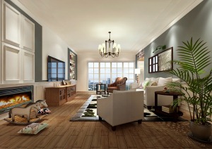 翠堤湾两居室现代风格客厅效果图