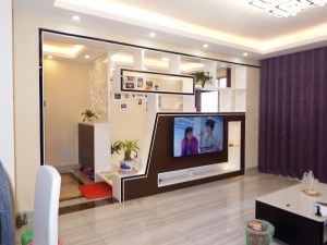 海伦堡120三室现代风格装修效果图客厅电视墙