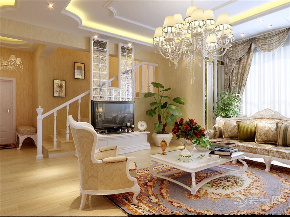 瀚城国际145平欧式风格三居室客厅