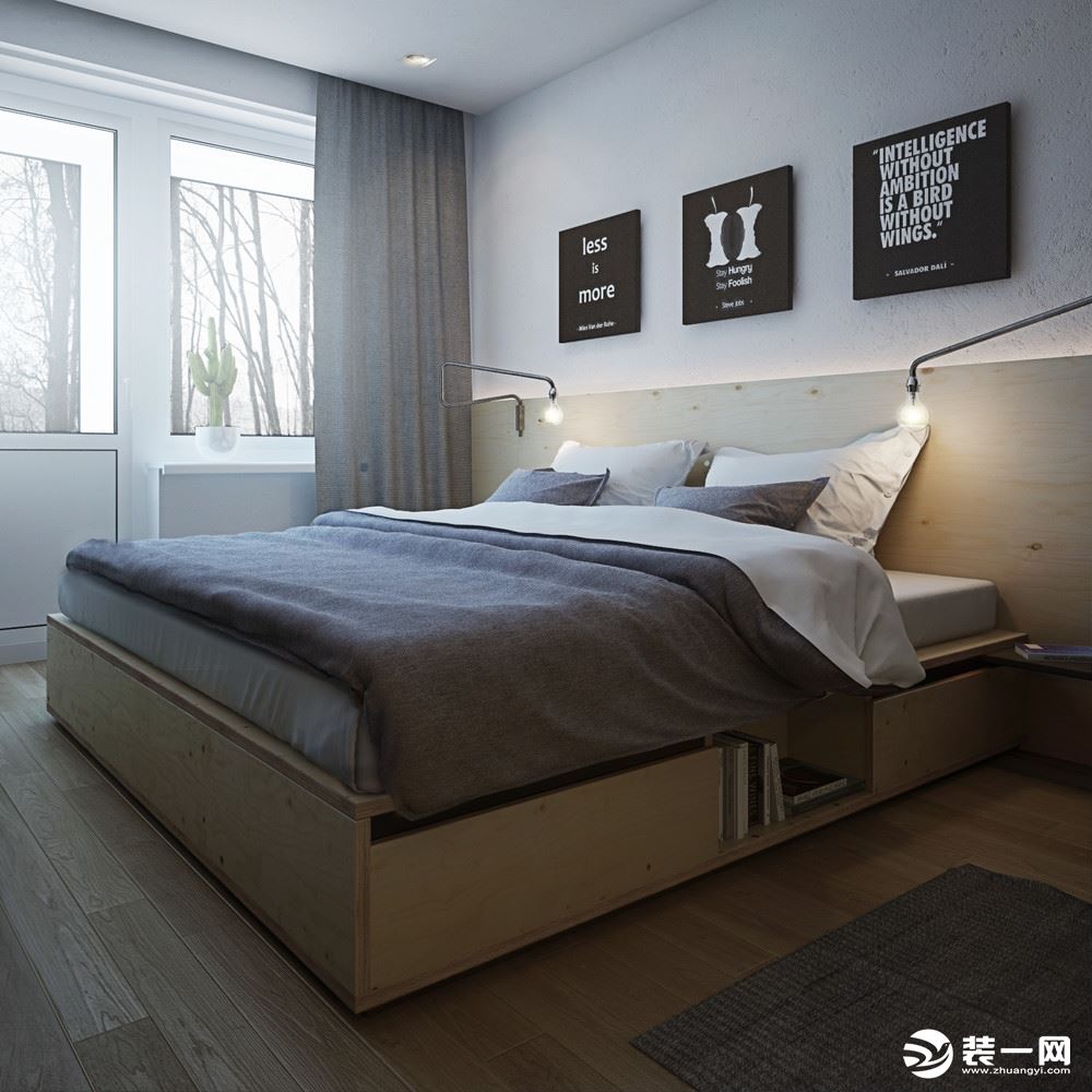 卧室弄的是极简模式 以为黑白灰为主，最重要的还是软装搭配