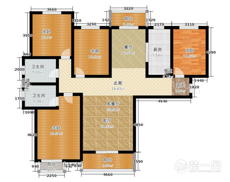 5郑州永恒理想世界158平四居室美式风格