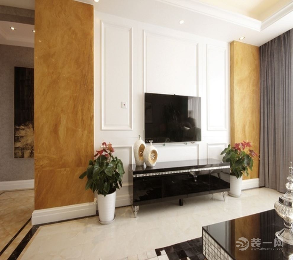 广泰锦苑108平-三居室 造价11万 简欧风格电视背景墙的效果图