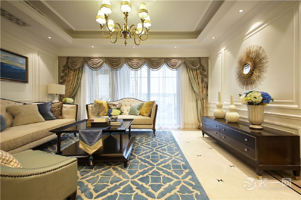 金地公园尚140平四居室 -造价18万 欧式风格的客厅效果图