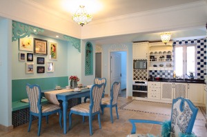 龙湖小区 119平 三居室 造价13万 地中海风格 餐厅厨房