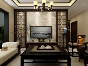 辉煌国际101平-三居室 造价11万 中式风格-