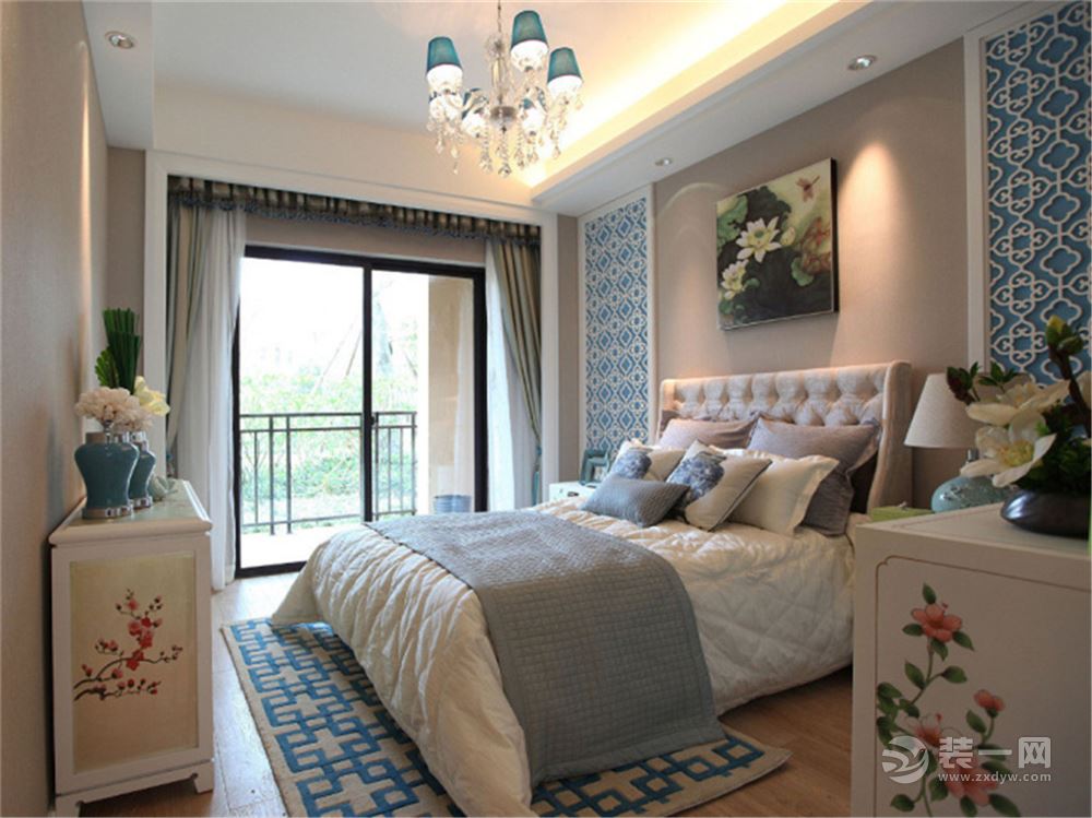 三居室新中式古典风格装修效果图卧室