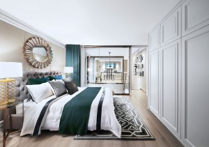 歐也裝飾 春暉十里公寓loft躍層歐式風格臥室設計