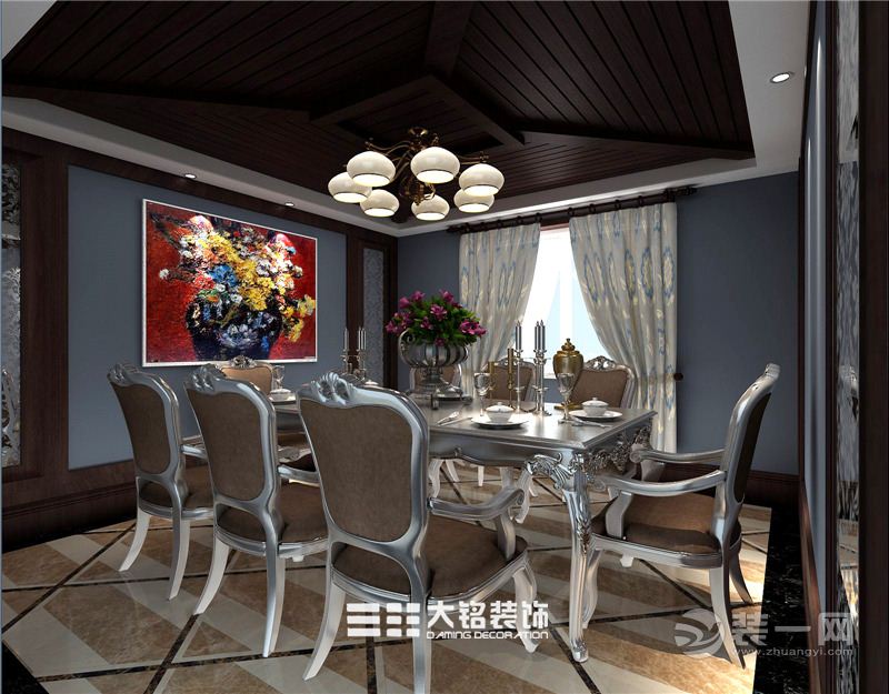 郑州中原桂冠别墅大户型 300平欧式风格餐厅