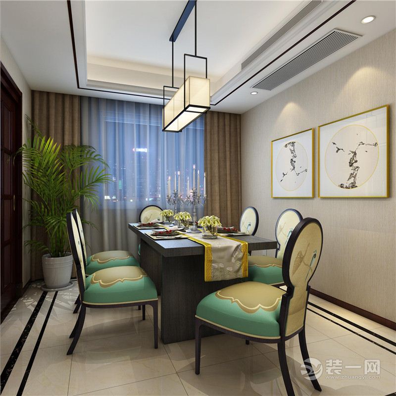郑州宏鑫家园119平三居室中式风格装修餐厅