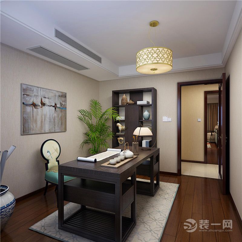 郑州宏鑫家园119平三居室中式风格装修书房