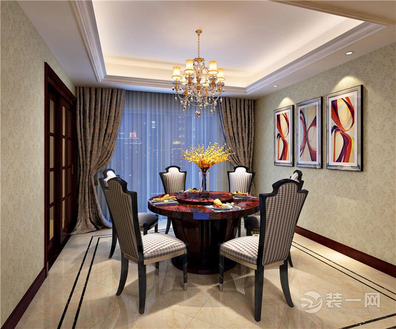 郑州方圆创世148平三居室欧式风格装修餐厅