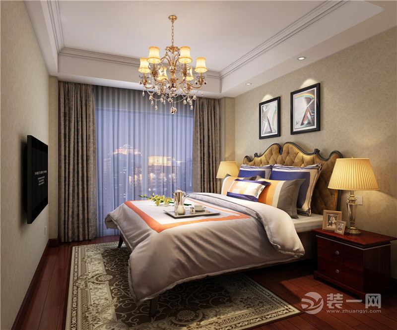 郑州方圆创世148平三居室欧式风格装修客卧
