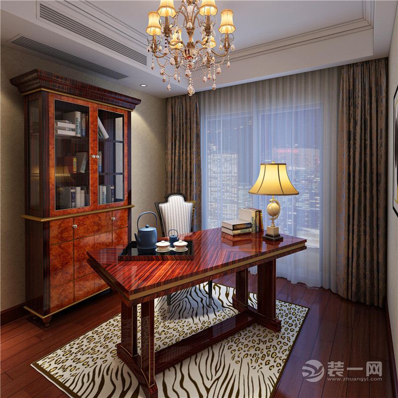 郑州方圆创世148平三居室欧式风格装修书房