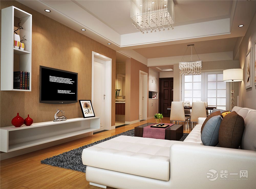 郑州锦绣山河92平二居室现代简约风格装修客厅