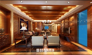 郑州荣域福湾样板房复式200平东南亚风格一楼客厅2