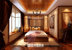 郑州荣域福湾样板房复式200平东南亚风格一楼客房