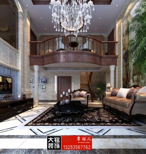 03郑州普罗旺世复式189平新古典装修风格客厅沙发
