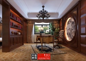 07郑州普罗旺世复式189平新古典装修风格书房
