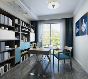郑州绿城百合155平四居室现代风格装修书房