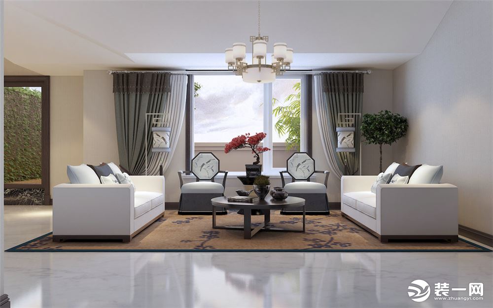 客厅石家庄汇空间装饰天山熙湖170平米复式新中式风格效果图