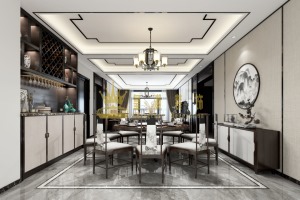 180平四居室新中式风格餐厅装修效果图