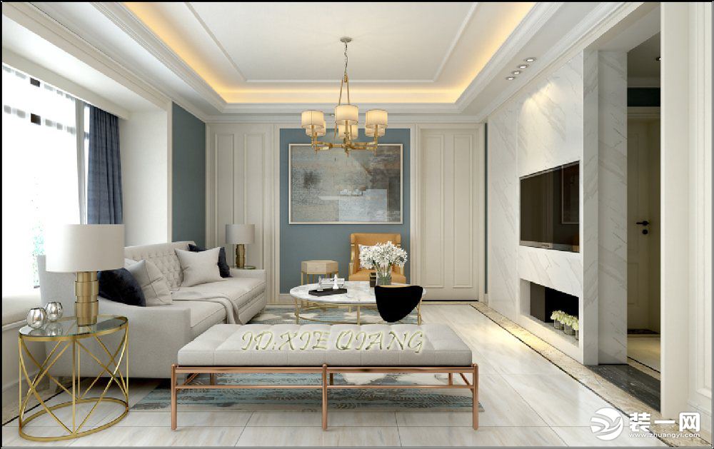 风格沿袭客厅的风格基调，使得客厅餐厅整体性更好，金色颜色的桌椅的选择，既独立存在，又使得装点整体的同