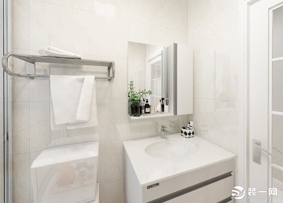局部【干区浴室柜、马桶等】简单的空间设计，素雅的浴室柜色彩搭配，时尚与实用共存。