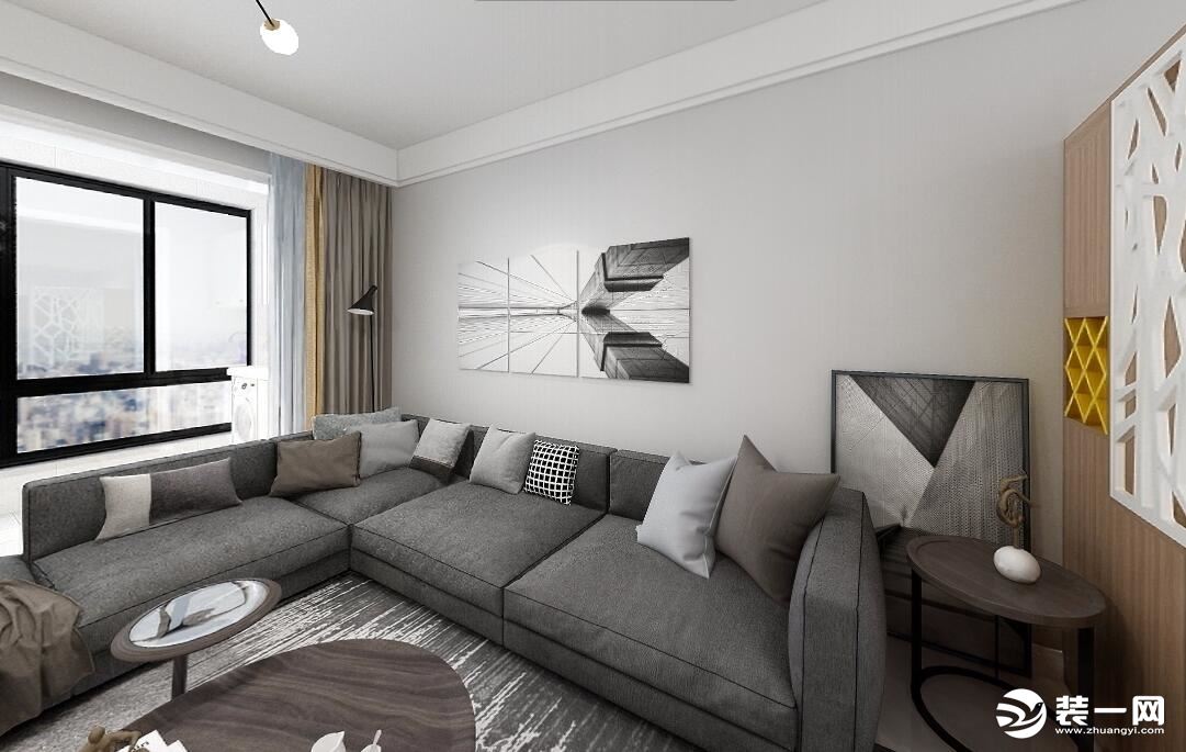 局部【客厅沙发背景墙、吊顶等】简洁实用、功能至上是北欧风格的特点。