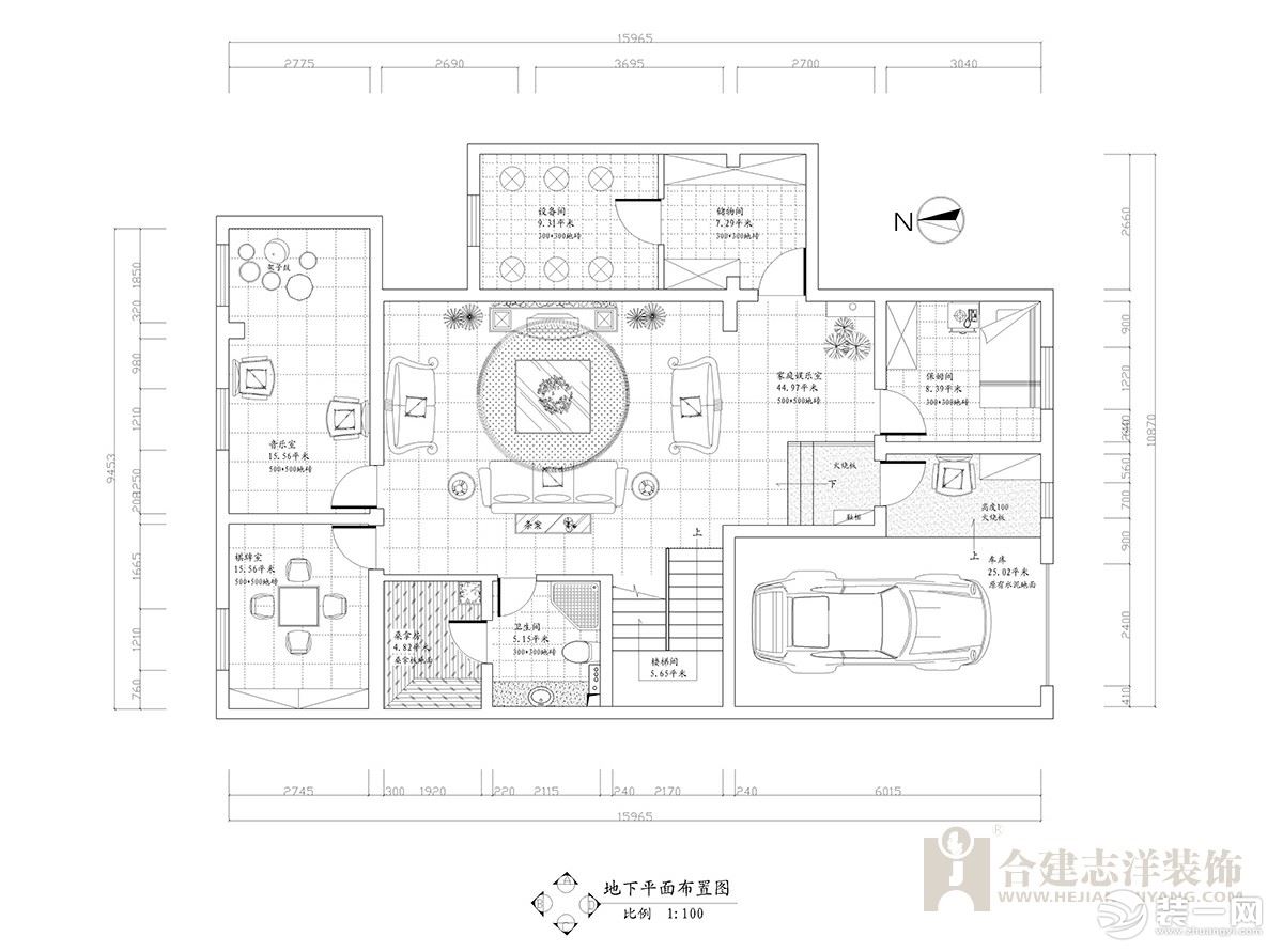 【合建装饰】保利西山林语 | 中式别墅——地下室平面布置图