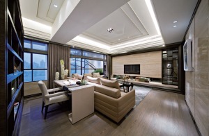 首创悦榕汇89平三居室现代简欧风格6万案例-客厅