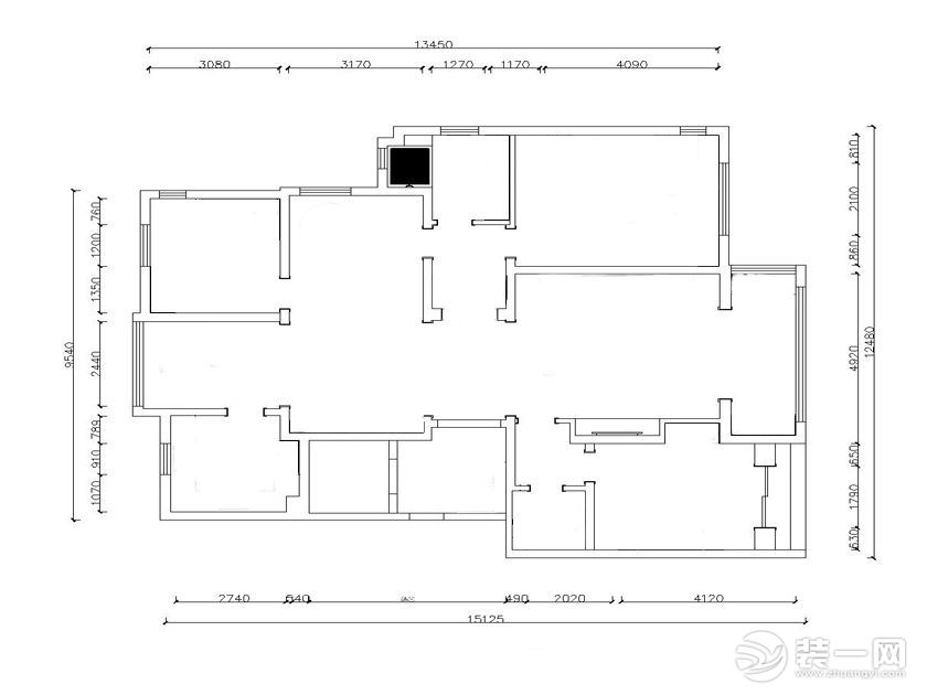 西山华府三居185㎡原始户型图