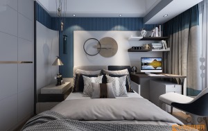 卧室  简约的线条感与软装的搭配，品质格调