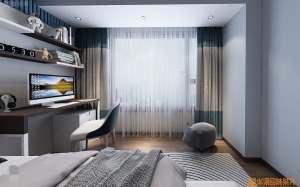 卧室 简单的线条与色彩的搭配，简约舒适