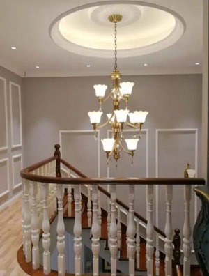 126㎡三居室凡尔赛宫美式风格20万楼梯装修效果图