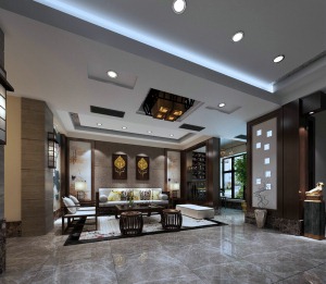 汀香十里 256平 造价90万 中式风格客厅