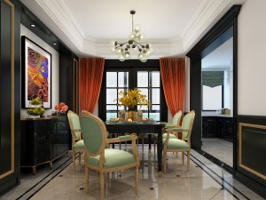 145平三居室美式古典风格装修，成都东易日盛装饰